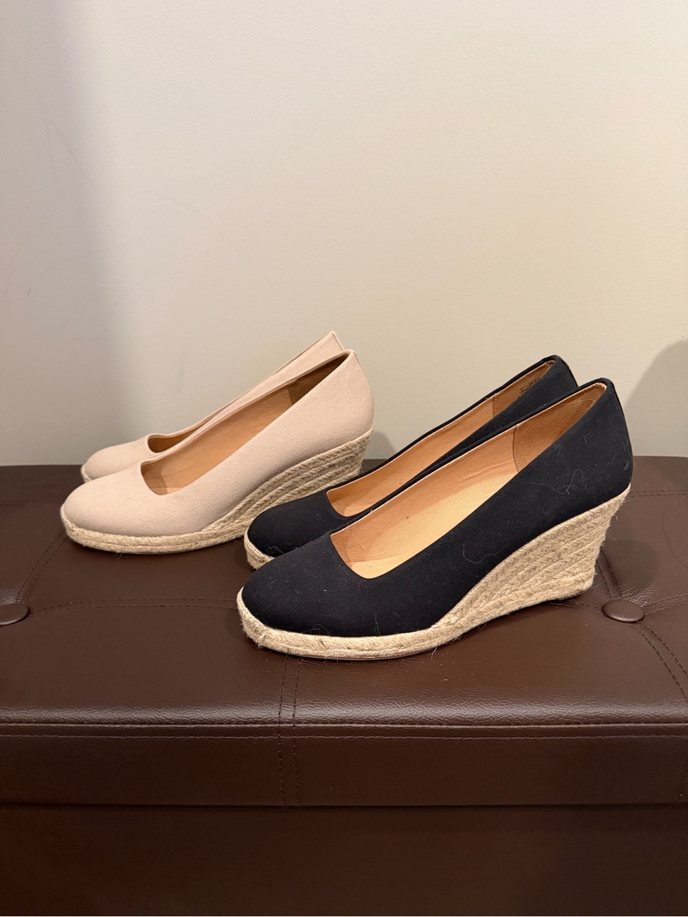 J.Crew (2 pairs) Wedge Espadrille Pumps in Black and Beige